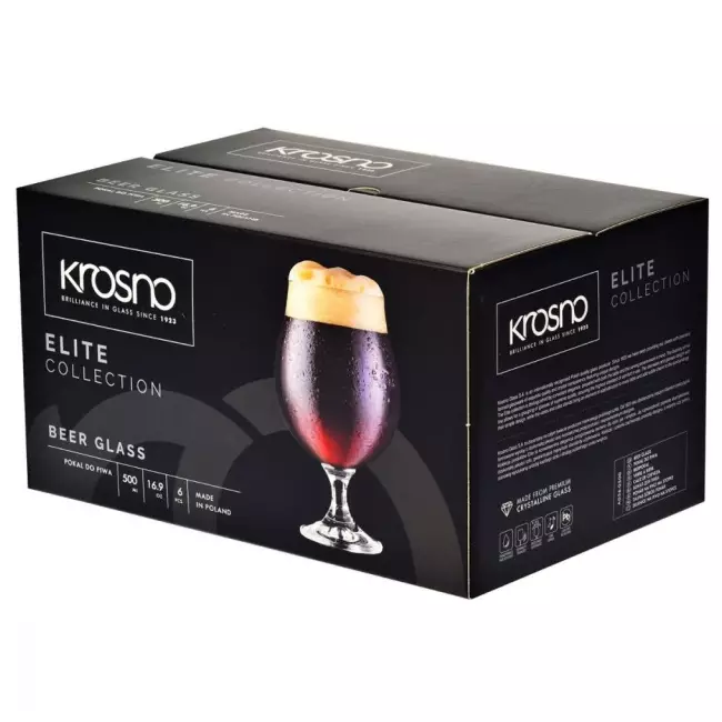 Pokal do piwa ciemnego Krosno Elite 620 ml opakowanie